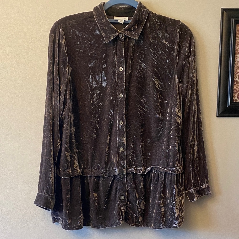 J. Jill Velvet Silk Button-Down Shirt